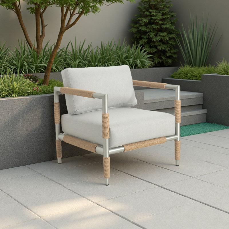 Fauteuil d'extérieur en aluminium avec coussins épais