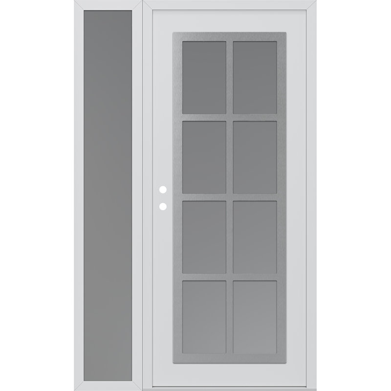 C16 droite 52 po X 80 po Panneau de porte en verre givré blanc et blanc à panneau avec porte d'entrée avant en verre givré Sidelite