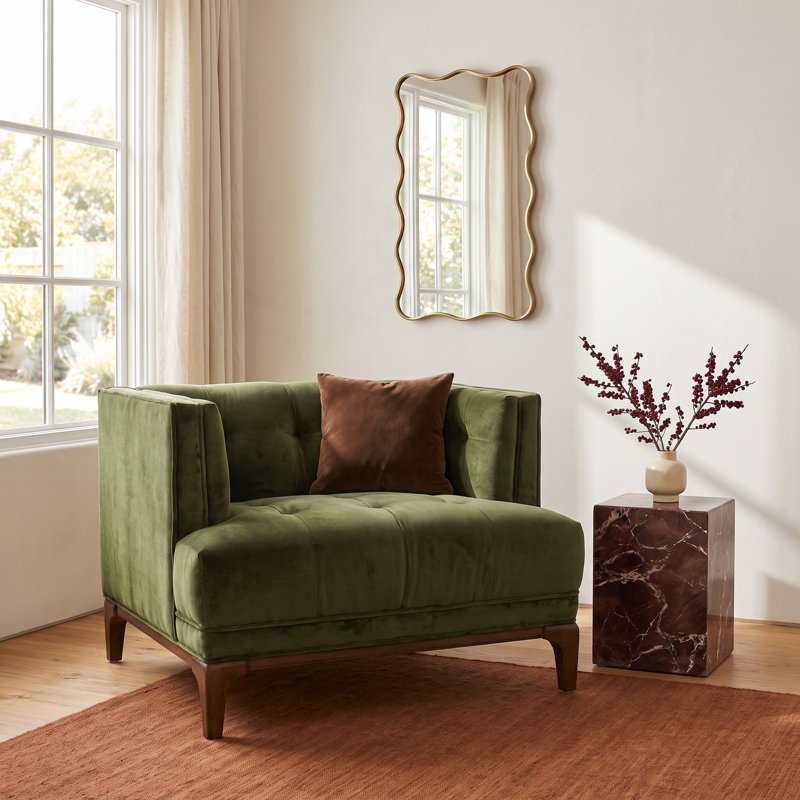 Bari Upholstered Armchair, Sapphire Olive Polyester Blend