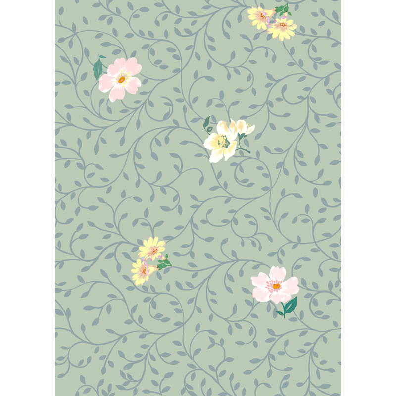 Rouleau de papier peint L 33 pi x l 20,5 po Jardin de printemps Yuki Osada, Vert printemps