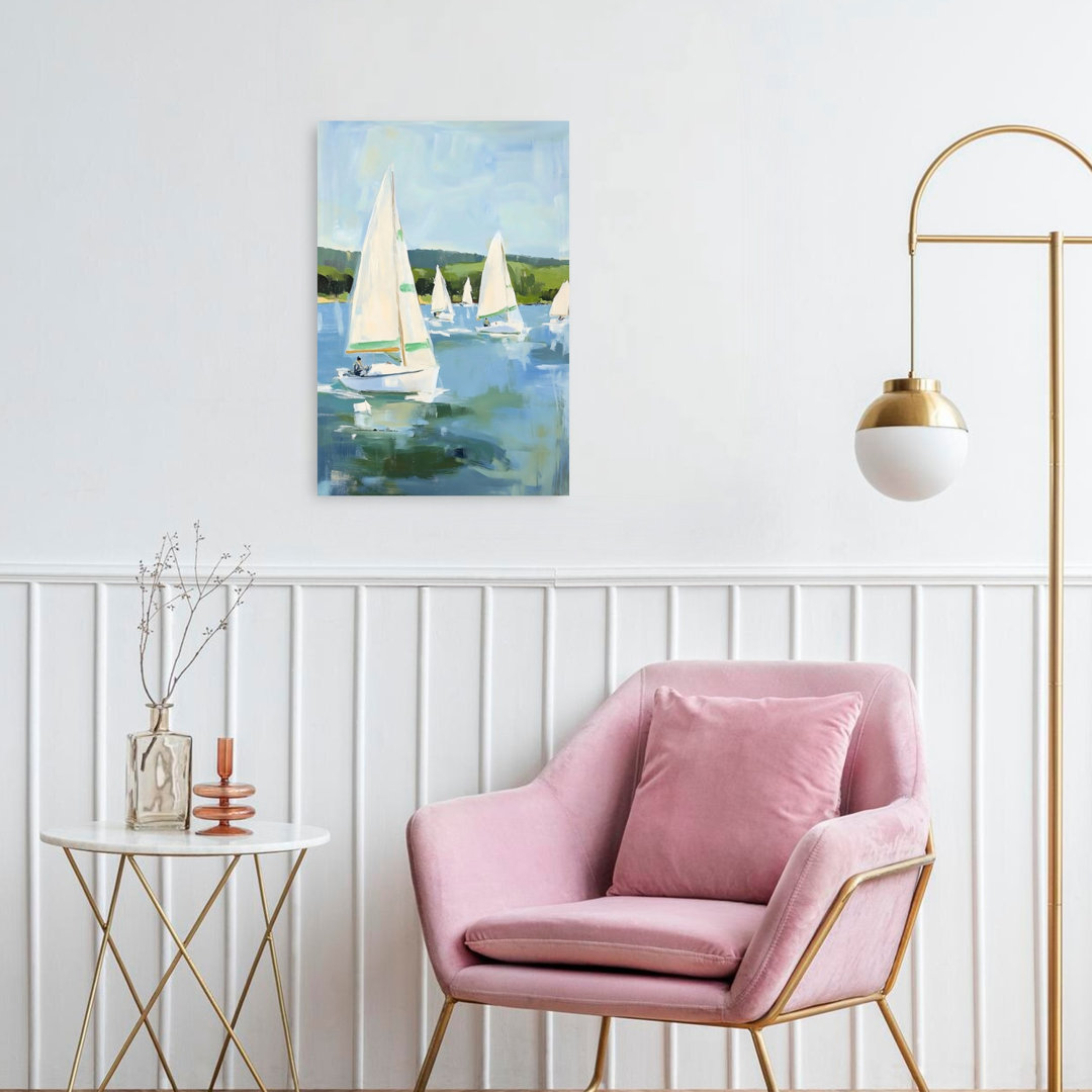 Boat Race Contemporary Peaceful Serene Coastal Landscape Wall Art Print