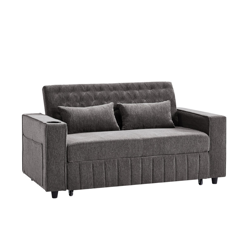 Lit réglable pour le salon, 61,4 moderne avec support de rangement et carré,, Gris