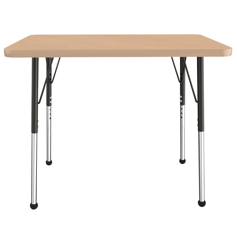 Rectangle T-Mould Adjustable Height Activity Table, 24" x 36", Maple/Maple/Black, Standard Ball Glide