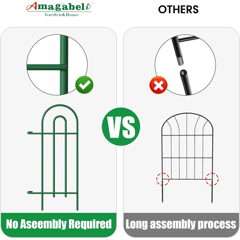 Green Iron Decorative Garden Fence Panels, 32in x 20ft