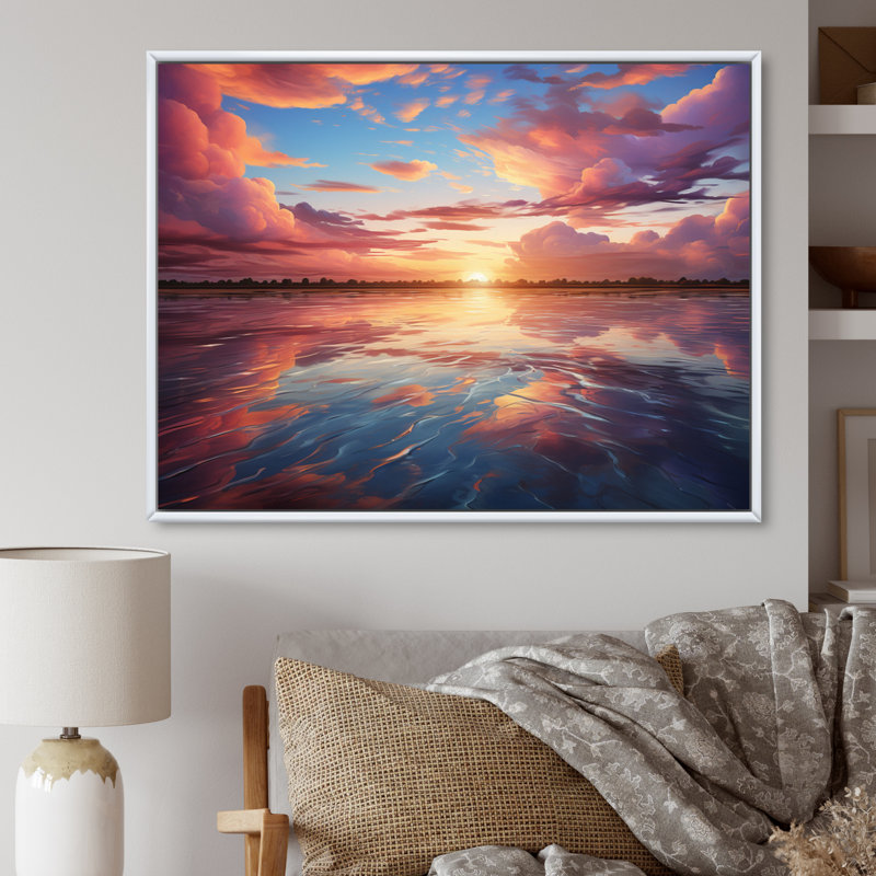 «Sky Celestial Whispers III», reproduction sur toile, H 16 po x l 32 po x P 1 po, Cadre simple noir