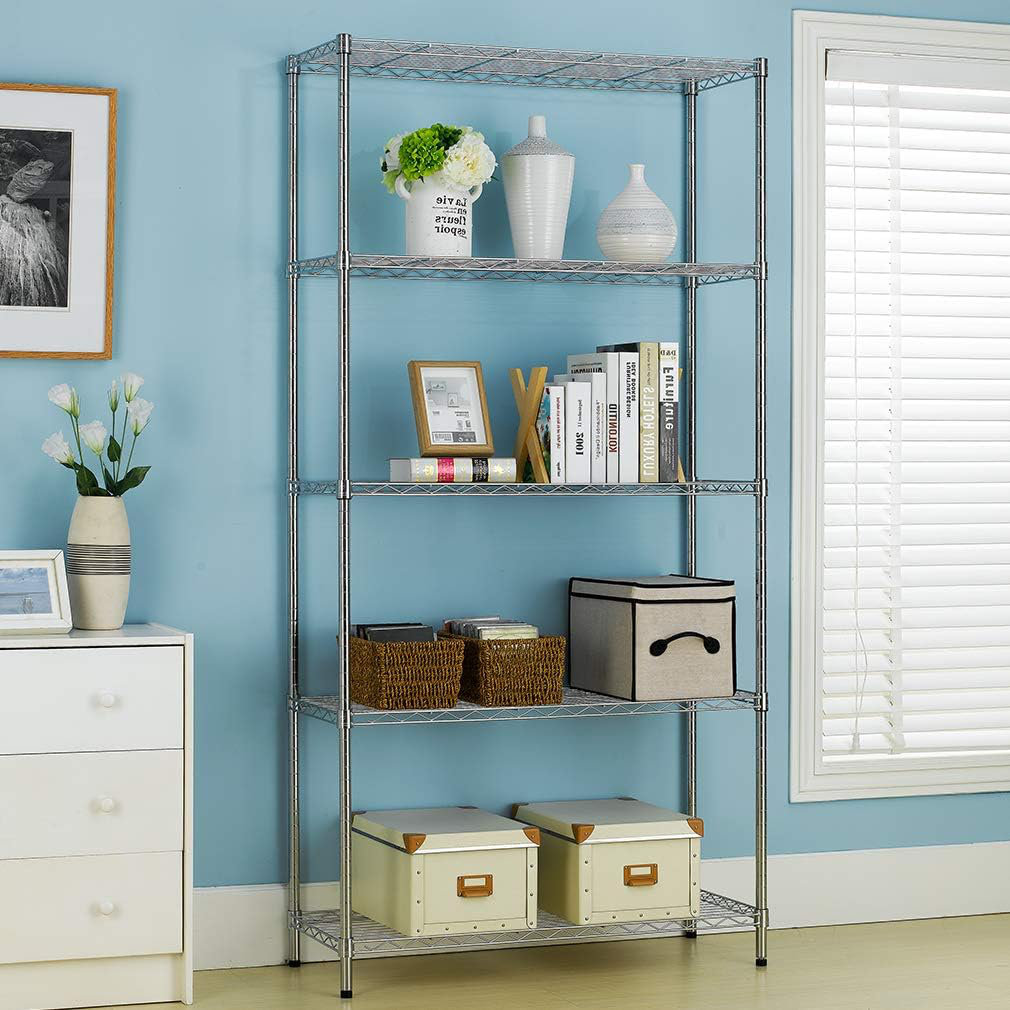 5 Tier Heavy Duty Chrome Wire Shelving Unit