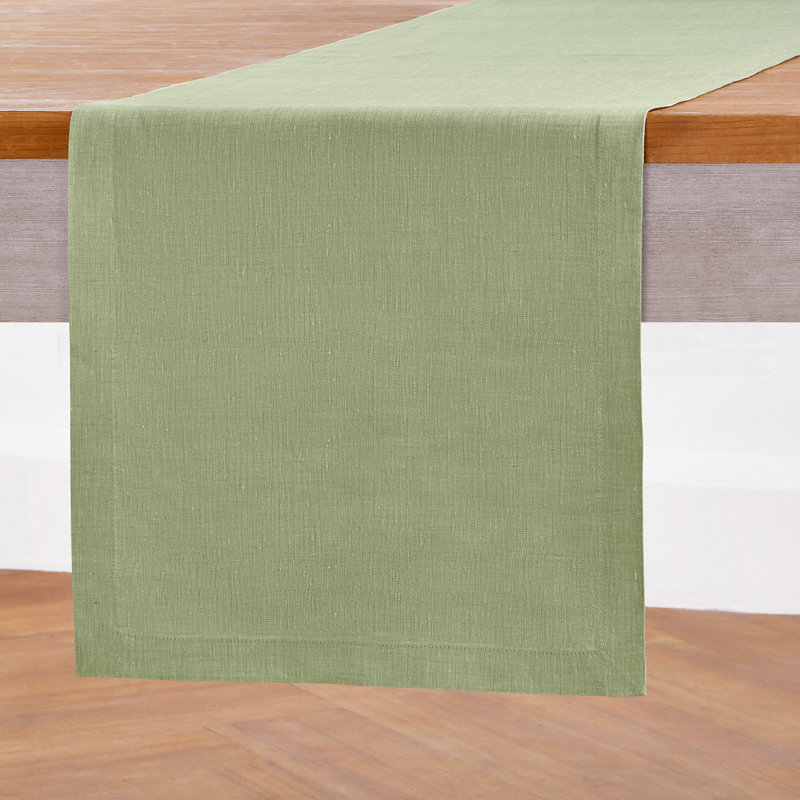 100% Pure Linen Table Runner - Athena, 90" x 14", Chambray Olive