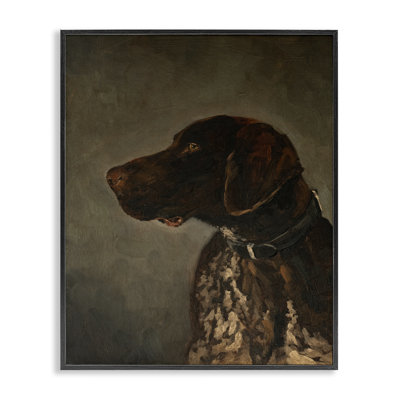 Traditional Pointer Dog Portrait Black Framed Giclee Art by Marian Parsons 
