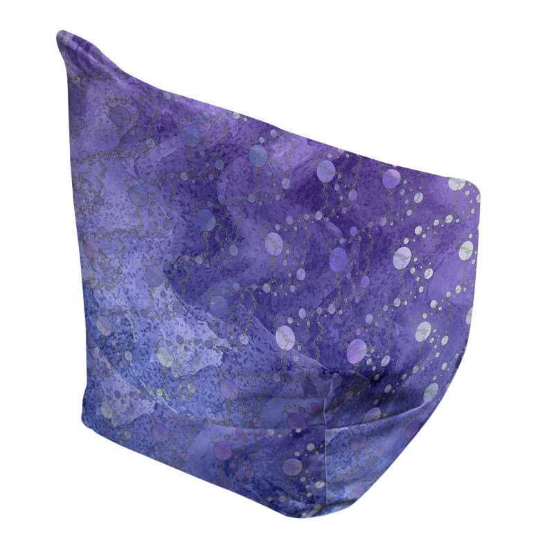 Fauteuil sac de pois Leffel, H 27 po x l 30 po x P 25 po, Housse de pouf, Bleu / Mauve