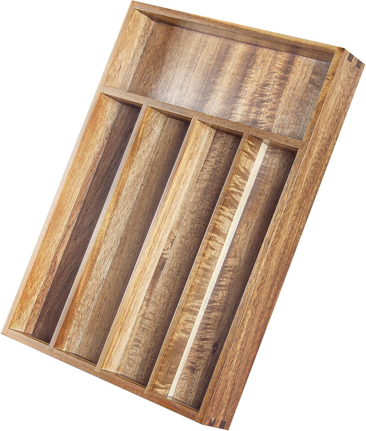 VaeFae Panier D'argenterie En Acacia Avec Poignée, Porte