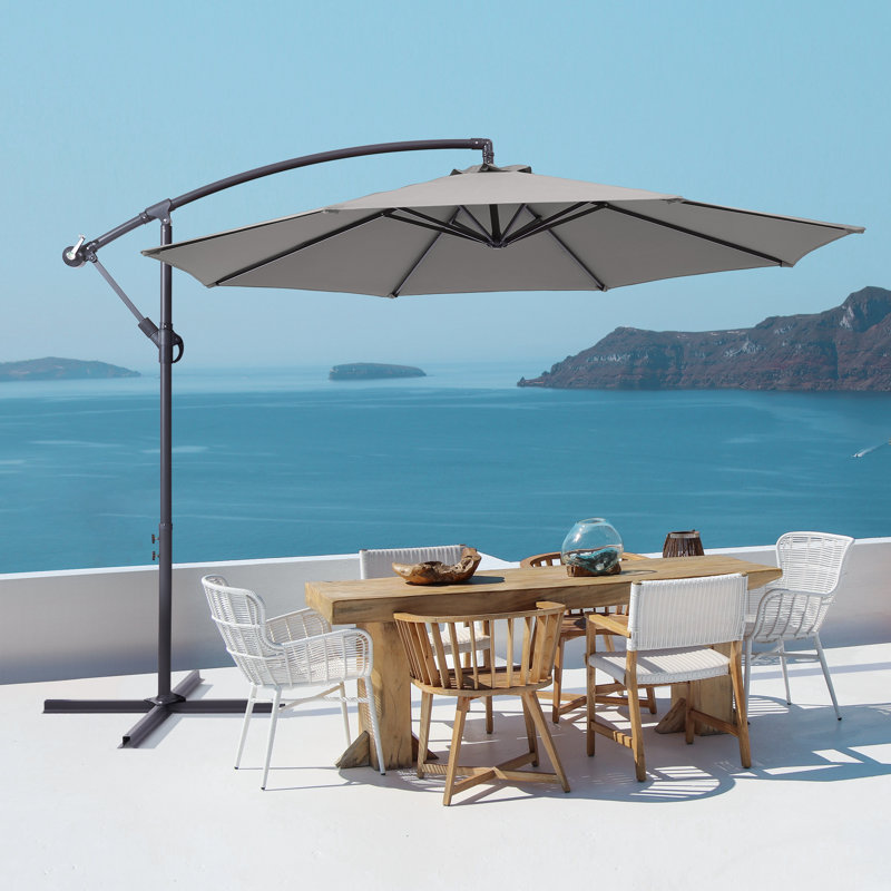 Parasol en porte-à-faux rond 120 "Atanase, gris