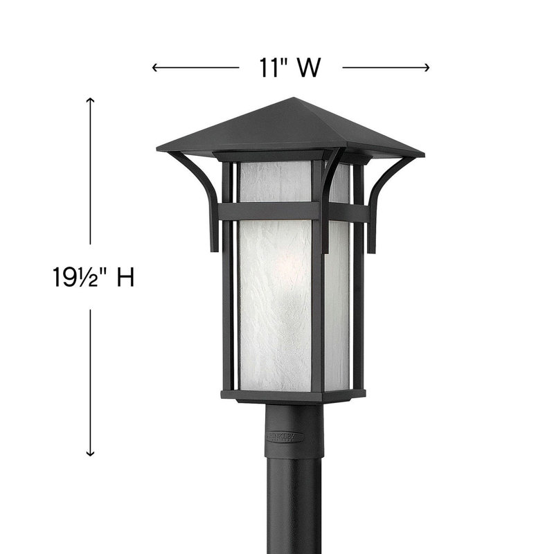 Satin Black Outdoor Lantern with Etched Glass Finish