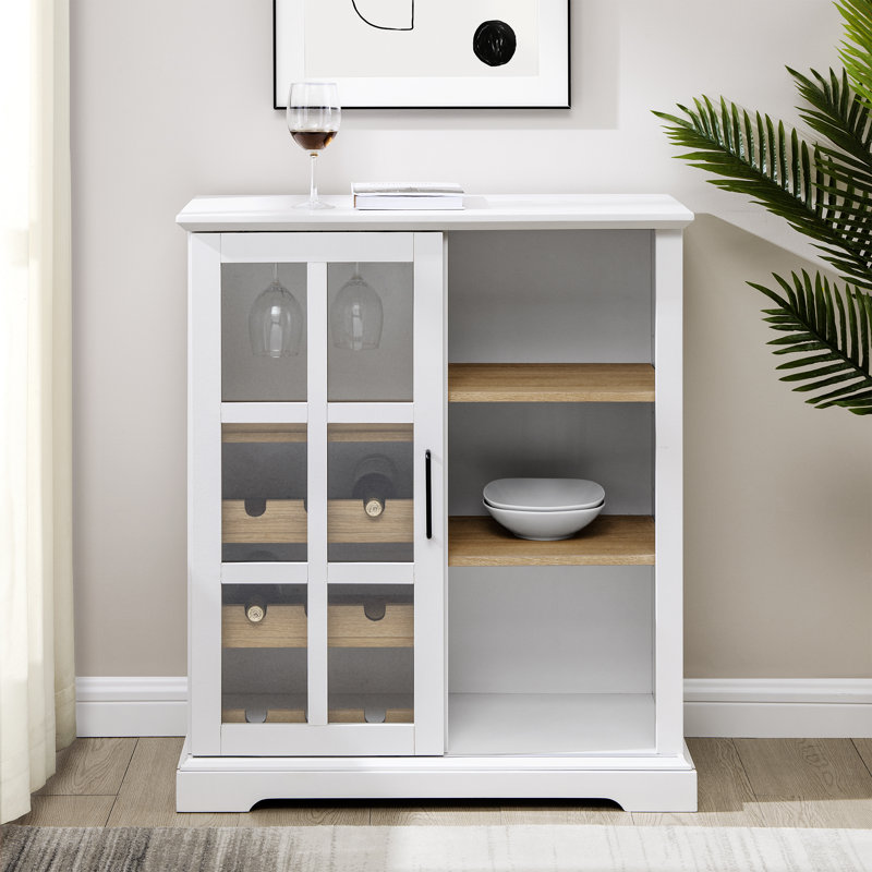 Macaire 80cm Bar Cabinet, White/Light Oak