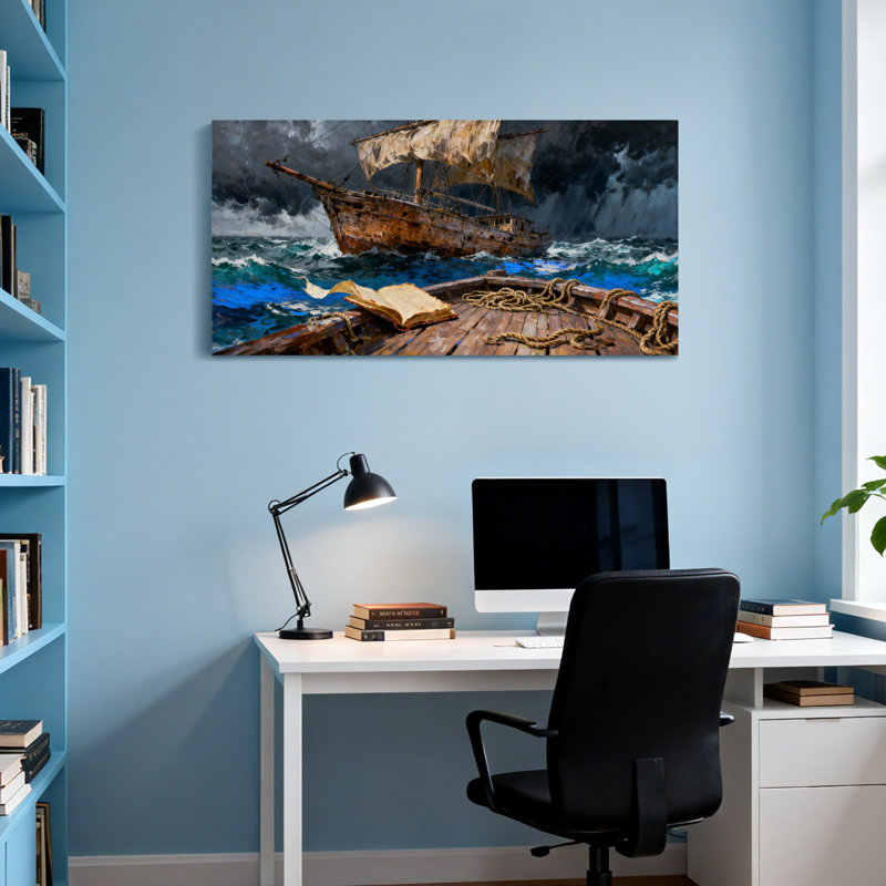 Impression sur toile nautique et plage, H 16 po x l 32 po