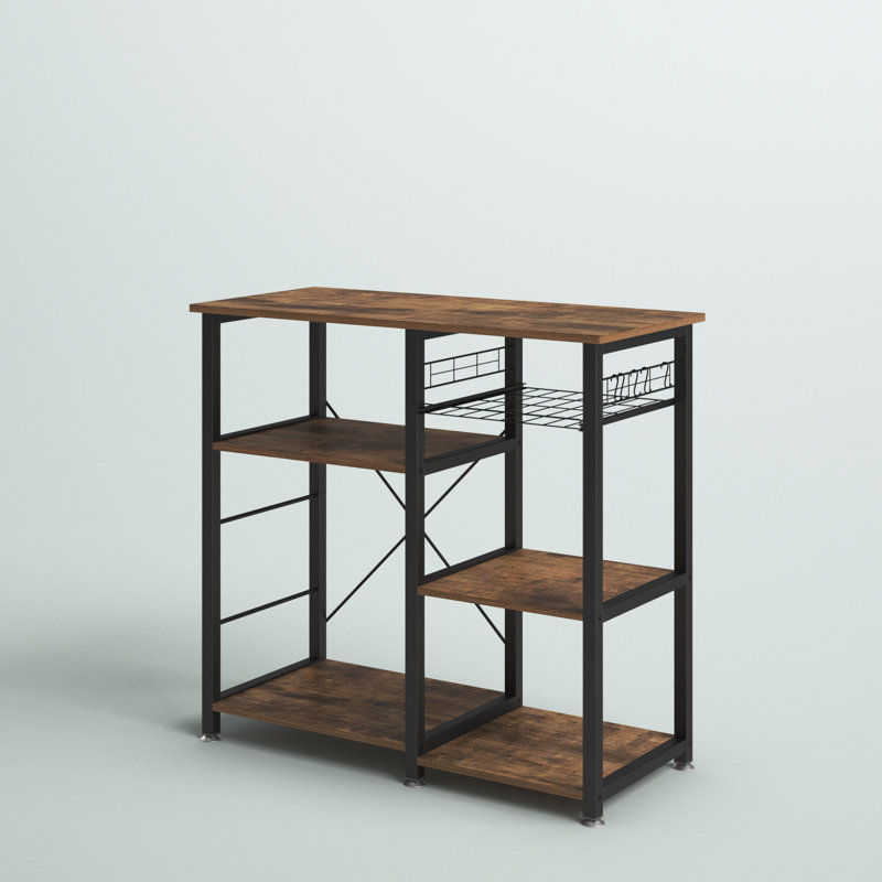 3-Tier Kitchen Baker's Rack Utility Shelf Microwave Stand with Storage and Drawer, Black/Vintage