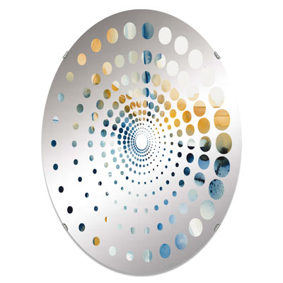Miroir décoratif bleu et doré Fusion IV - Spiral Dot MIR102193 O