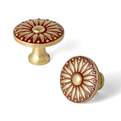 Vintage Floral Cabinet Knobs With 12 Color Options - Decorative Drawer Pulls For Farmhouse, Retro & Classic Home Styles