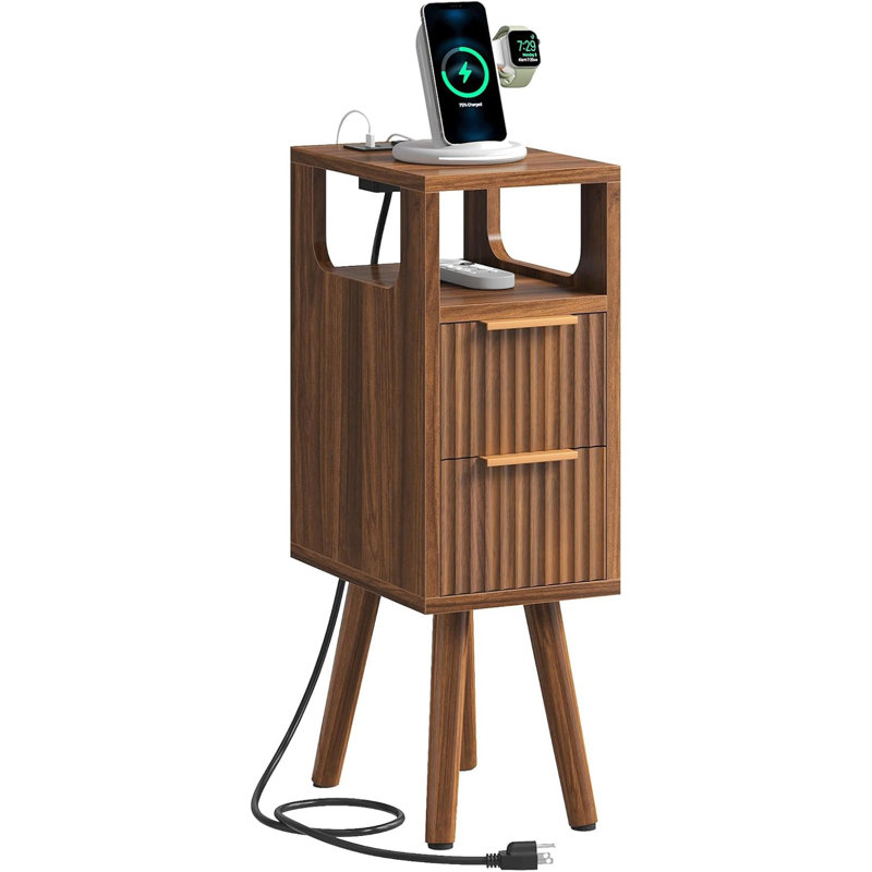 Small Narrow Side Table With Charging Station