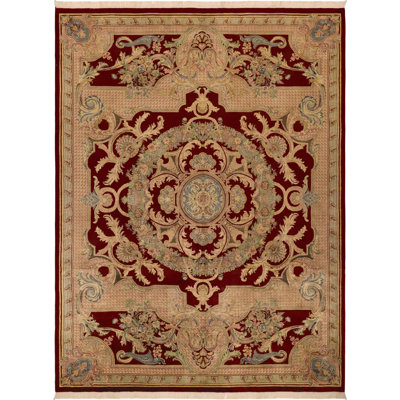 Tapis oriental en laine rouge / brun 9 pi x 11 pi 11 po Aaru