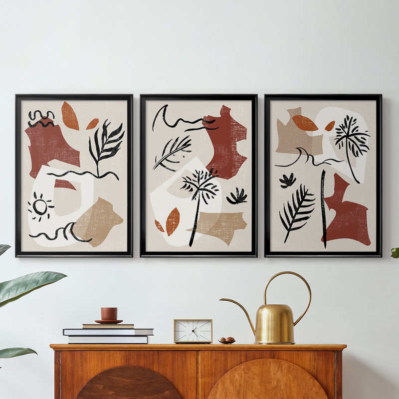 Soft Palms IV - Toile tendue avec châssis sur mesure - 3 pièces, Noir, 21" H x 30" W