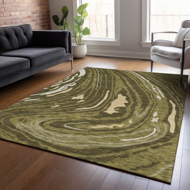 Red 3' x 5' Washable Synthetic Rectangular Area Rug