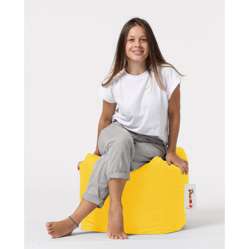 45cm Wide Round Solid Colour Pouffe Ottoman, Yellow