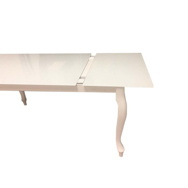 McQuilkin Extendable Glass Top Solid Wood Base Dining Table, White, White