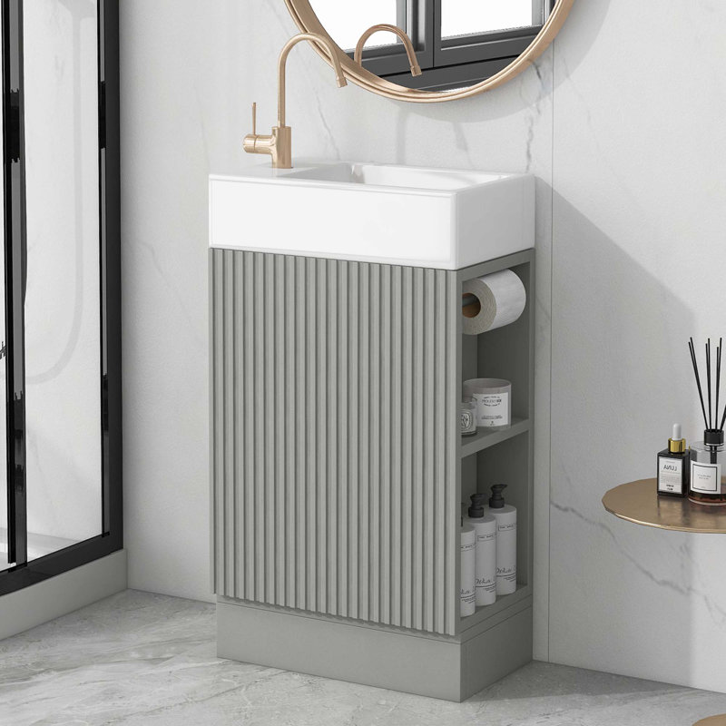 Meuble-lavabo 18,6 po avec lavabo, Gris