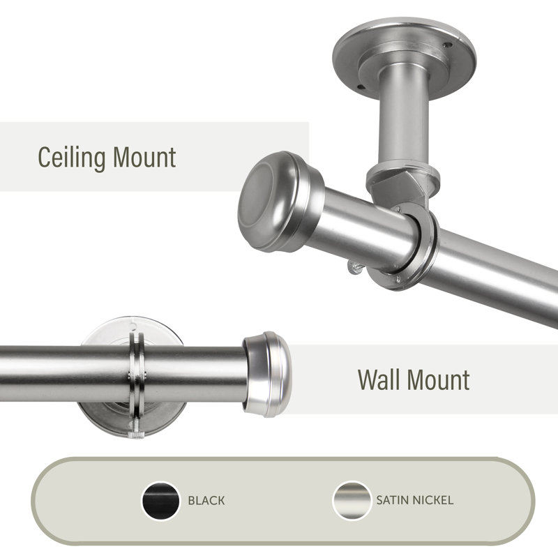 Tringle à rideau simple 1 po réglable Stapleford, L 160 à 240 po, Nickel satiné