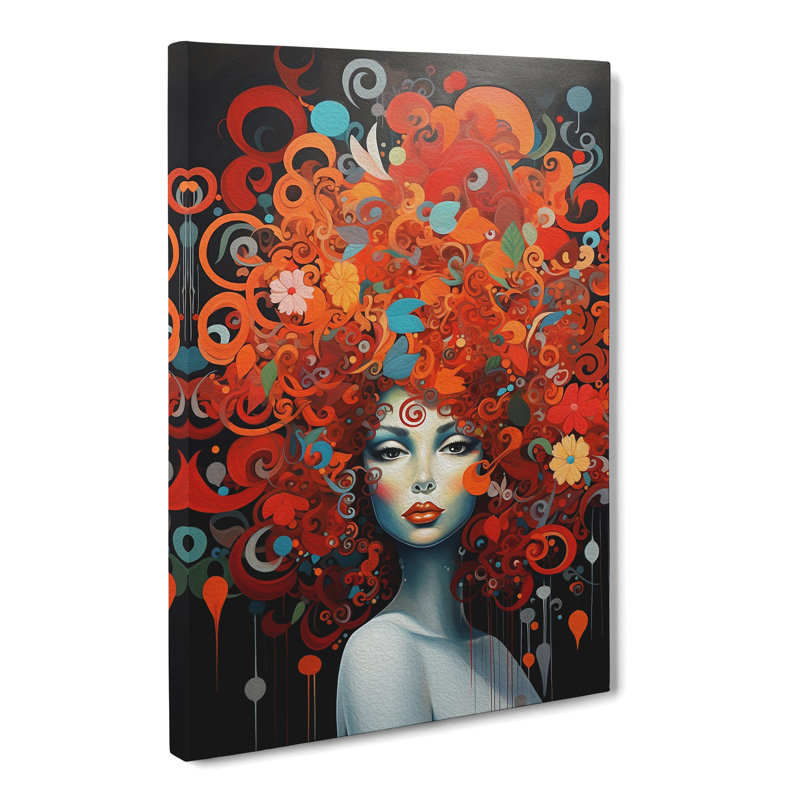 Woman With Curls Contemporary - Print, 76cm H x 50cm W x 3cm D