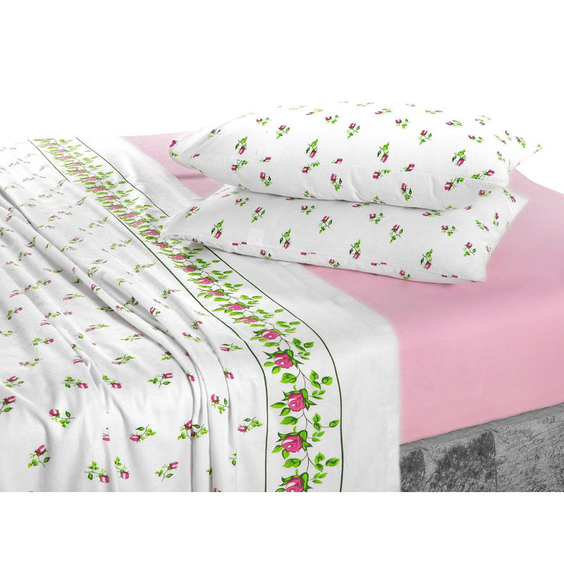 Akikaze Flannel Sheet Set, Double (4'6), Pink