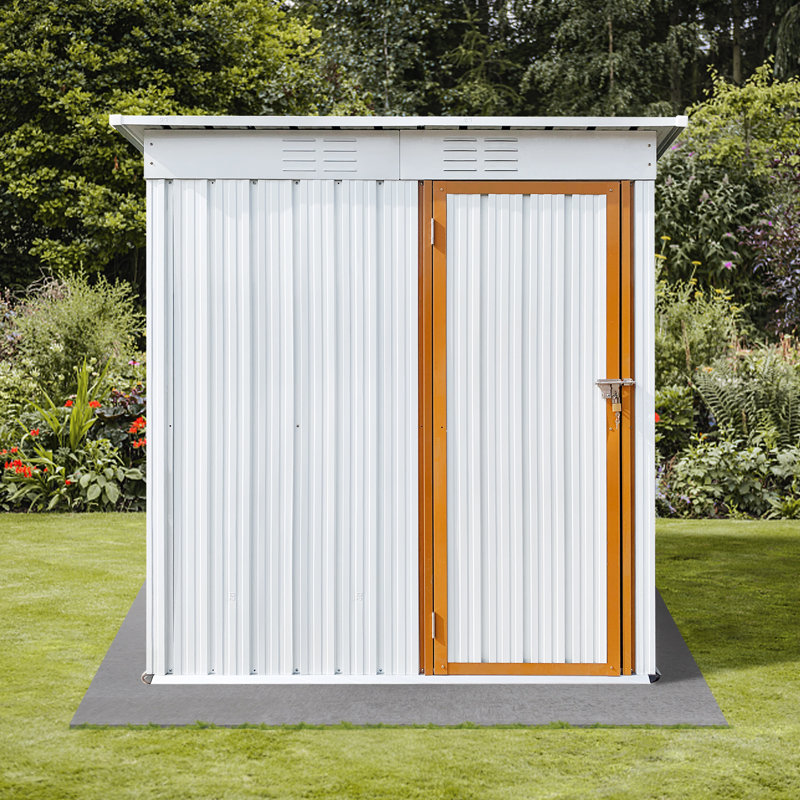 5 ft. W x 4 ft. D Metal Lean-to Storage Shed, White/Yellow