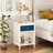 Wooden Nightstand With One Drawer One Shelf For Kids, Adults, Navy+Golden Handle