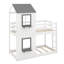 Lit superposé simple au-dessus d'un lit simple en bois avec toit, fenêtre et garde-corps-1603124199