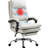 Cream White Chair With Reclining Feature, Footrest, Double Padding, Swivel Wheels, Has Heating And Massage Functions Office White, Features