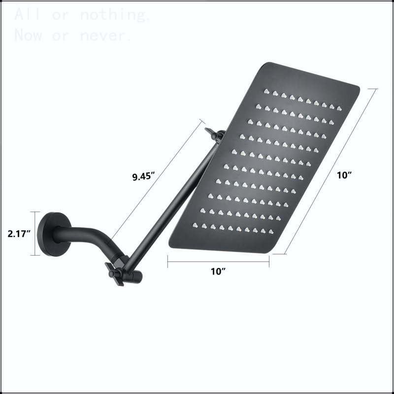 10" Square Rainfall & High Pressure Stainless Steel Bath Shower head  Matte Black, Matte Black