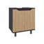Armoire sous l'évier avec deux portes et tablettes de rangement intérieures, arrière découpé, 22 po de largeur, rangement de salle de bain moderne, noir, chêne naturel-795050755