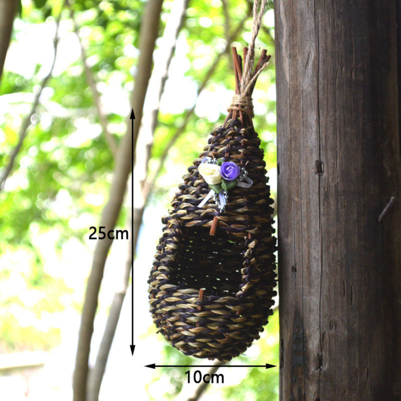 Décoration de cabane à oiseaux en forme de chalet de 9,84 pouces avec arc, nid douillet pour petits oiseaux, cage de jardin décorative pour balcon