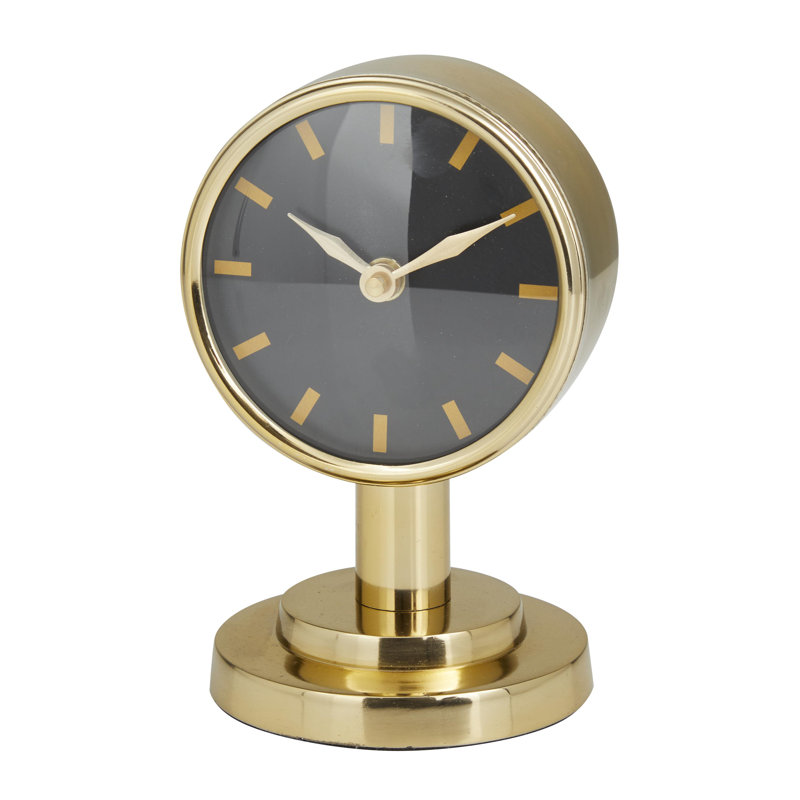 Horloge de table analogique en acier inoxydable, Or