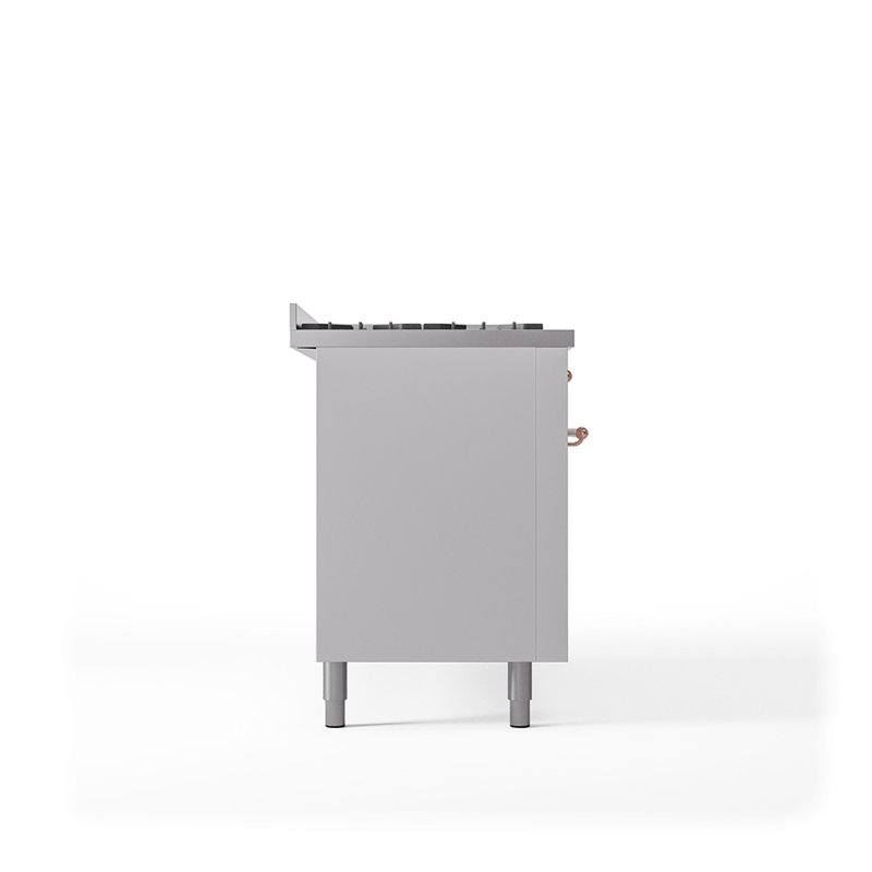 ILVE Nostalgie II 60 Dual Fuel Range, 9 Burners, Griddle, Liquid Propane, White/Copper