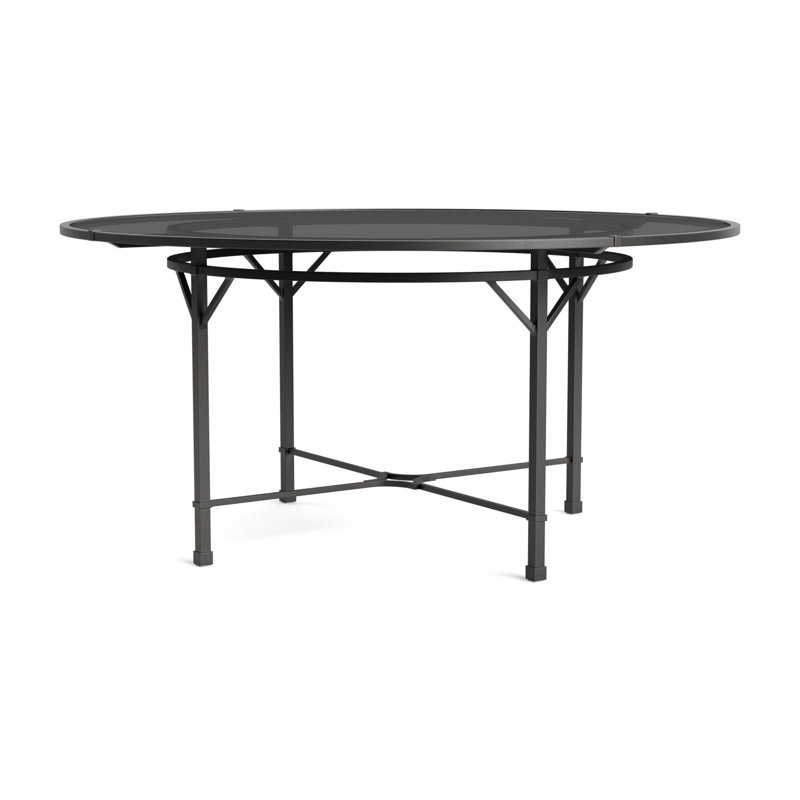 Venetian Outdoor Round Dining Table, Textured Pewter, 60" D