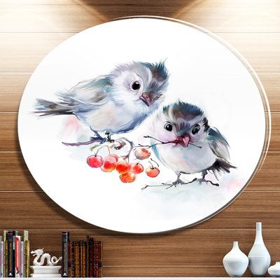 " Birds On Branch With Red Berries "