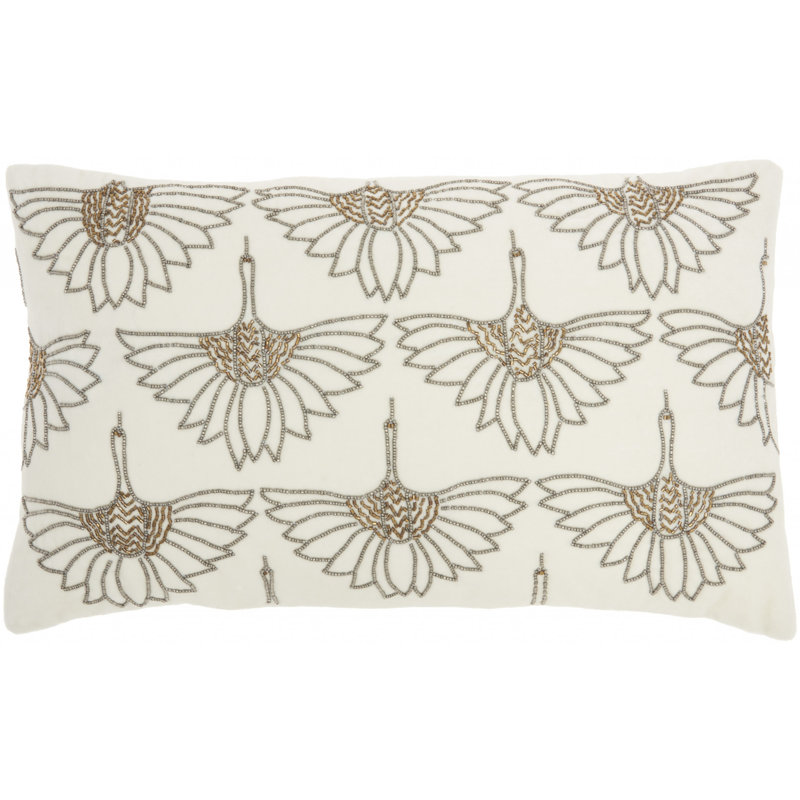 12" X 20" Ivory Cotton Throw Pillow, Ivory