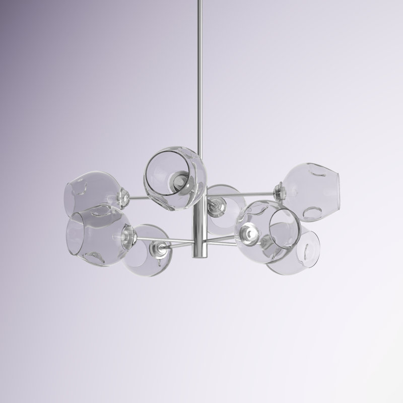 Lustre linéaire Spoutnik moderne 8 lumières Helen, Chrome