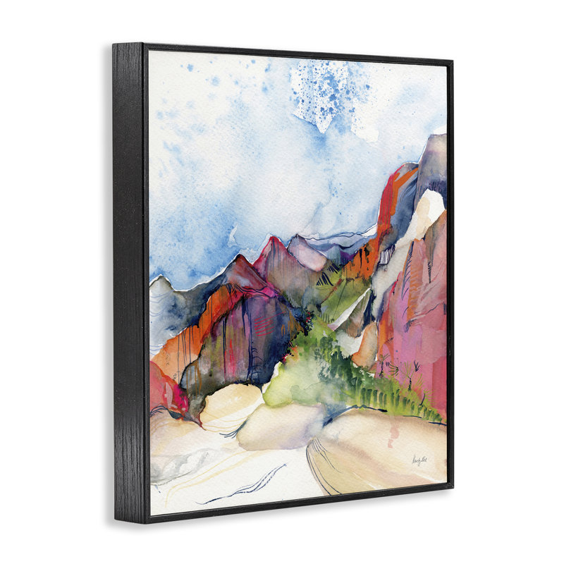  «Desert Days Abstraction Giclee Art» par Kristy riz, H 14 po x l 11 po, Giclée encadrée noir minuit
