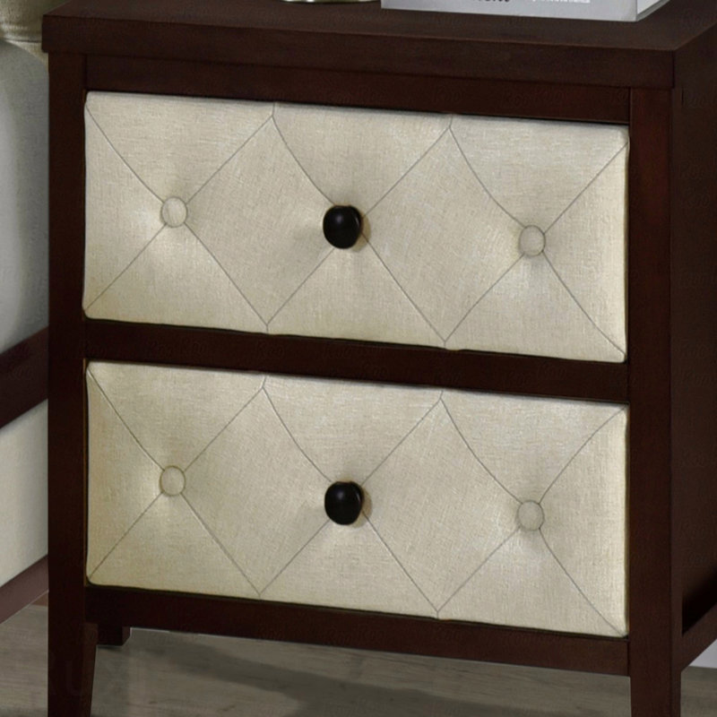 Bedroom Nightstand 1Pc Designed Drawers Fronts Modern, Espresso
