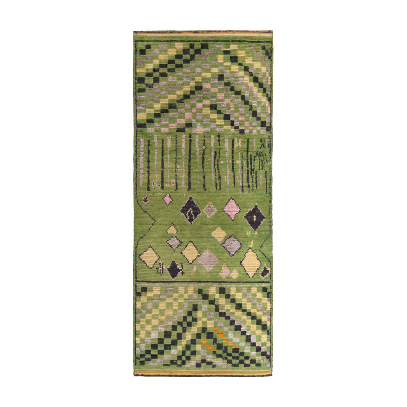 Moroccan Hand Knotted Area Rug, Runner 2'6" x 10'