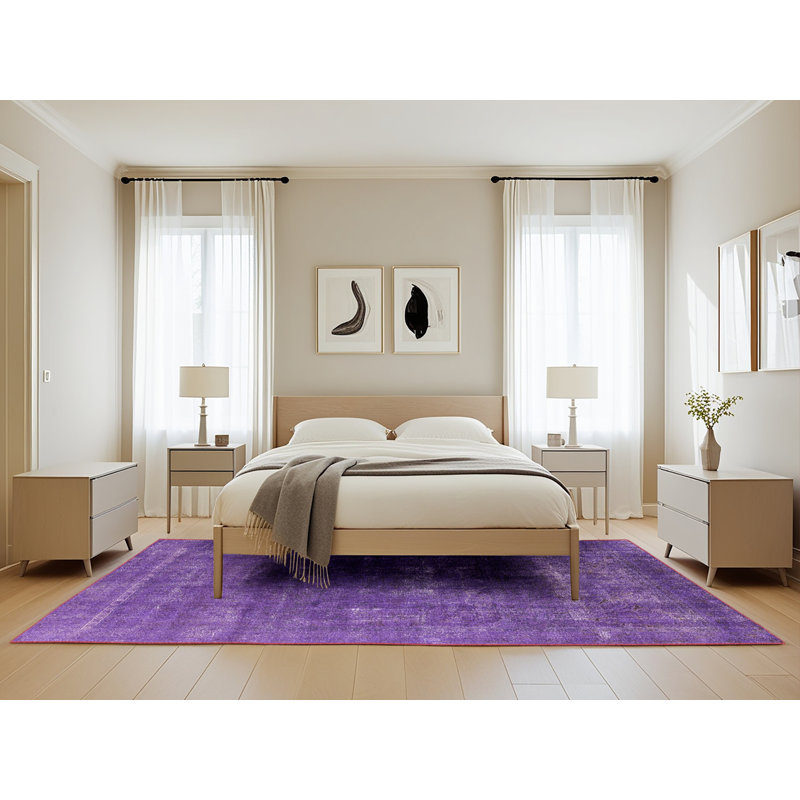Tapis mauve à motif abstrait Rome, Rectangle 5 pi x 8 pi