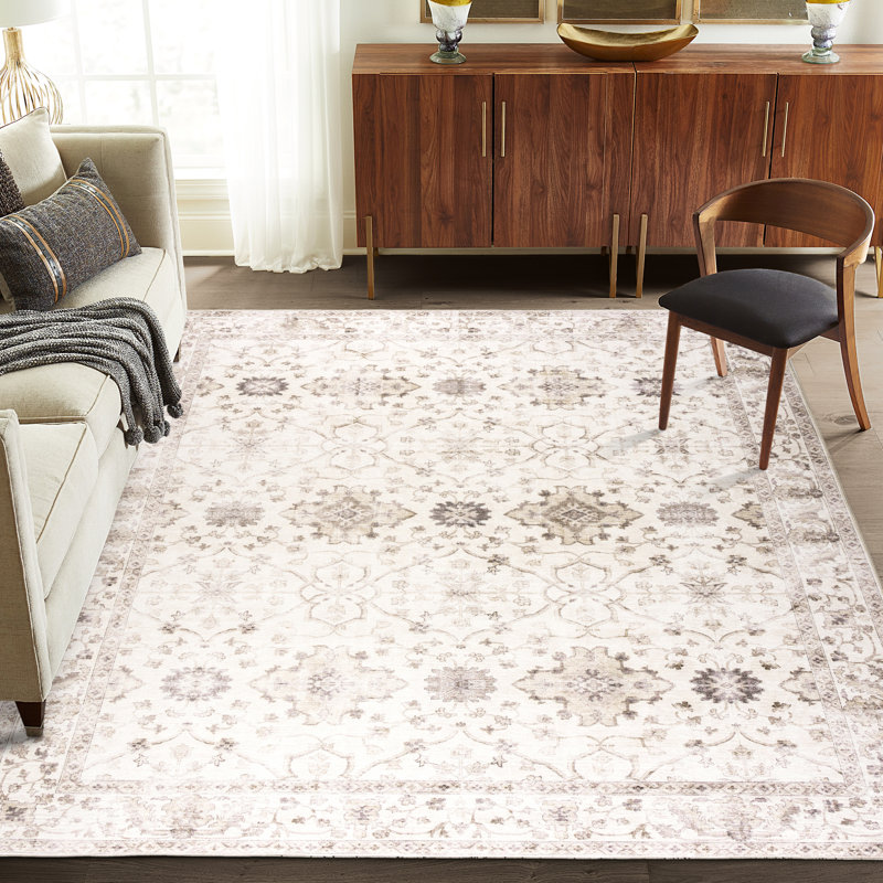 Nainika Bev Distressed Machine Washable Area Rug, Rectangle 7'6" x 9'6", Beige