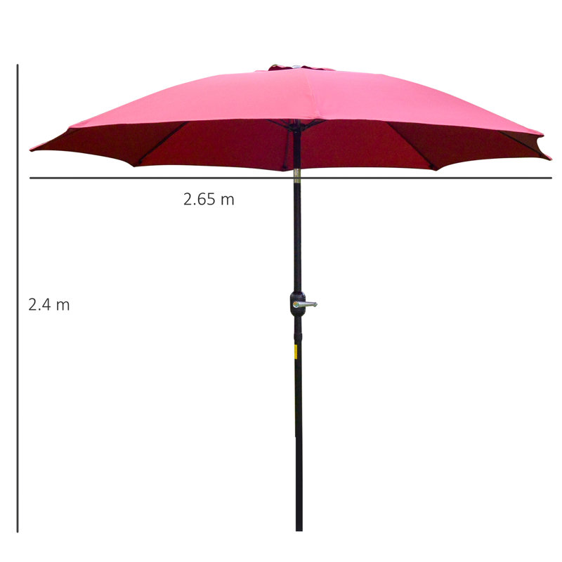 Brence 265cm Tilt Market Parasol, Red